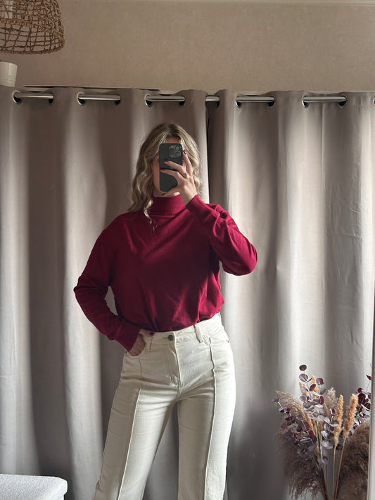 Pull col montant doux Bordeaux