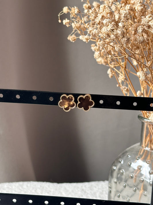 Boucles d'oreilles fleurs marron