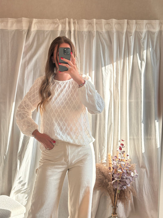Pull fin blanc dos nu