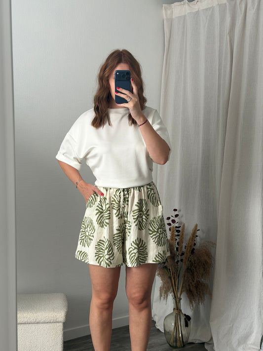 Short fluide à motif vert