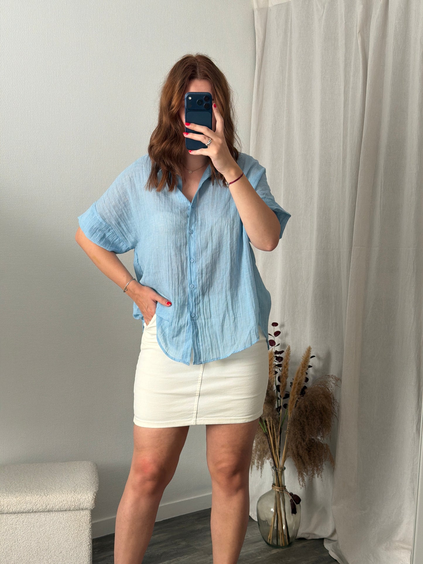 Chemisier bleu oversize