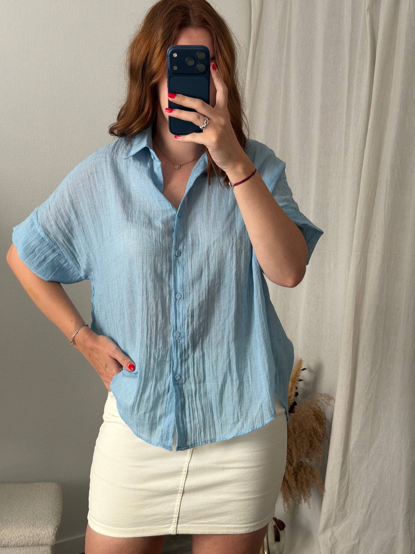 Chemisier bleu oversize