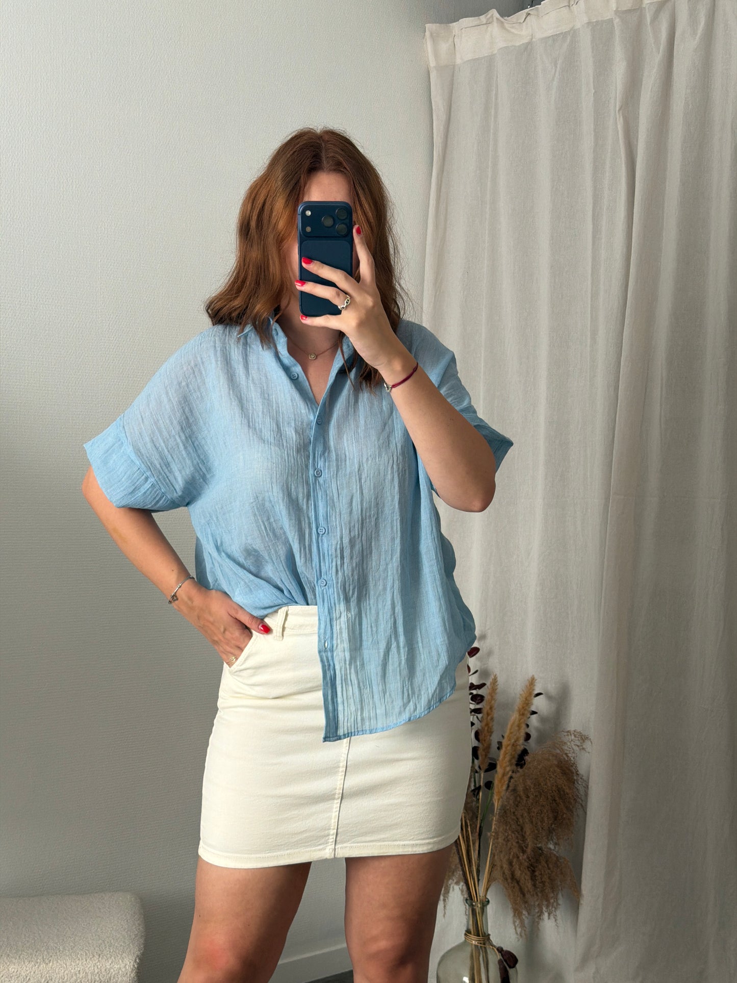 Chemisier bleu oversize