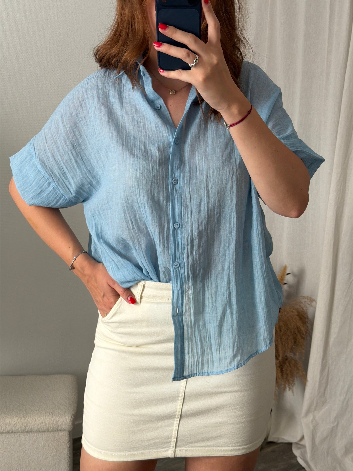 Chemisier bleu oversize