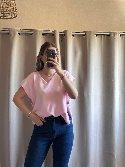 Pull sans manches rose