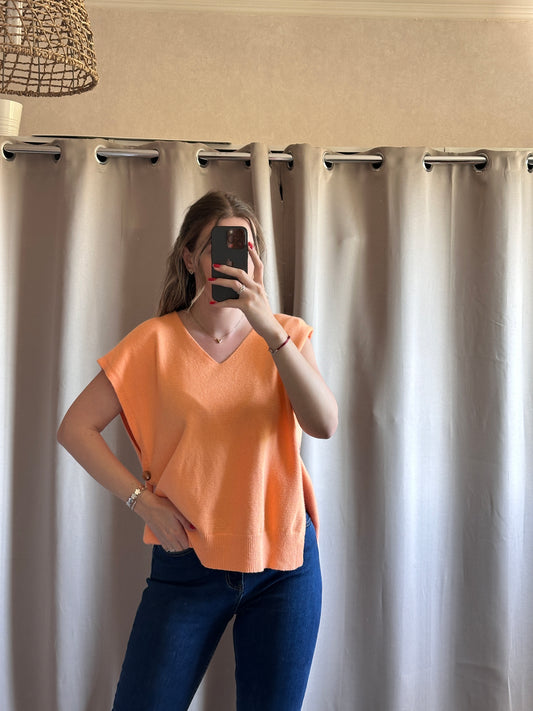 Pull sans manches orange