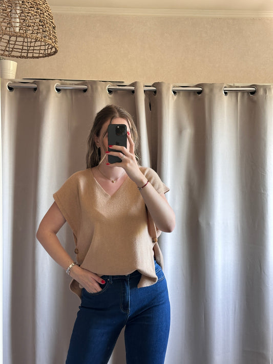 Pull sans manches camel