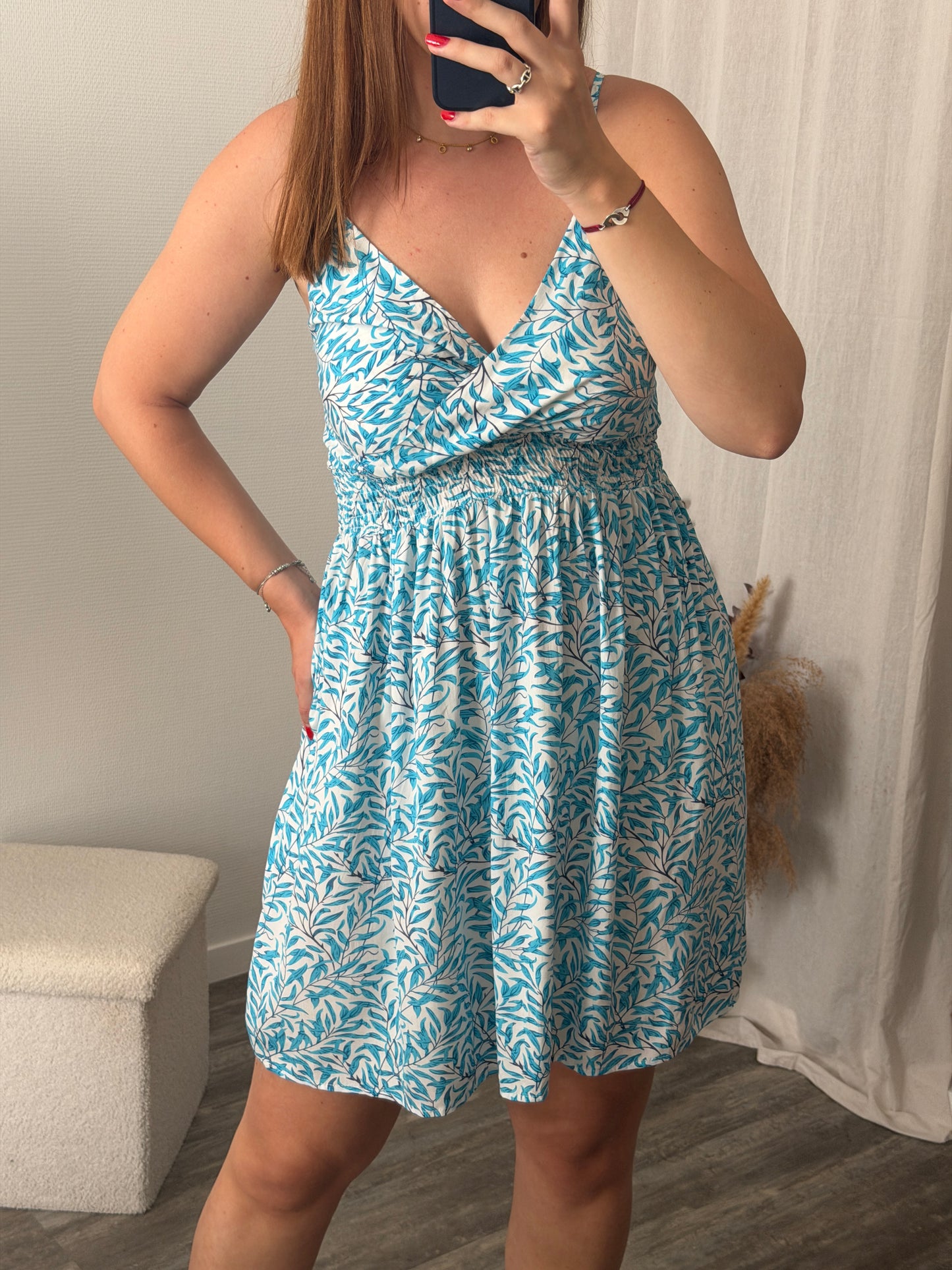 Robe courte bleu à motif