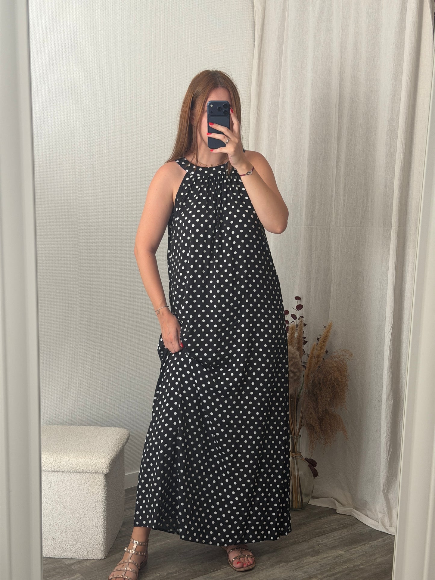 Robe longue à pois
