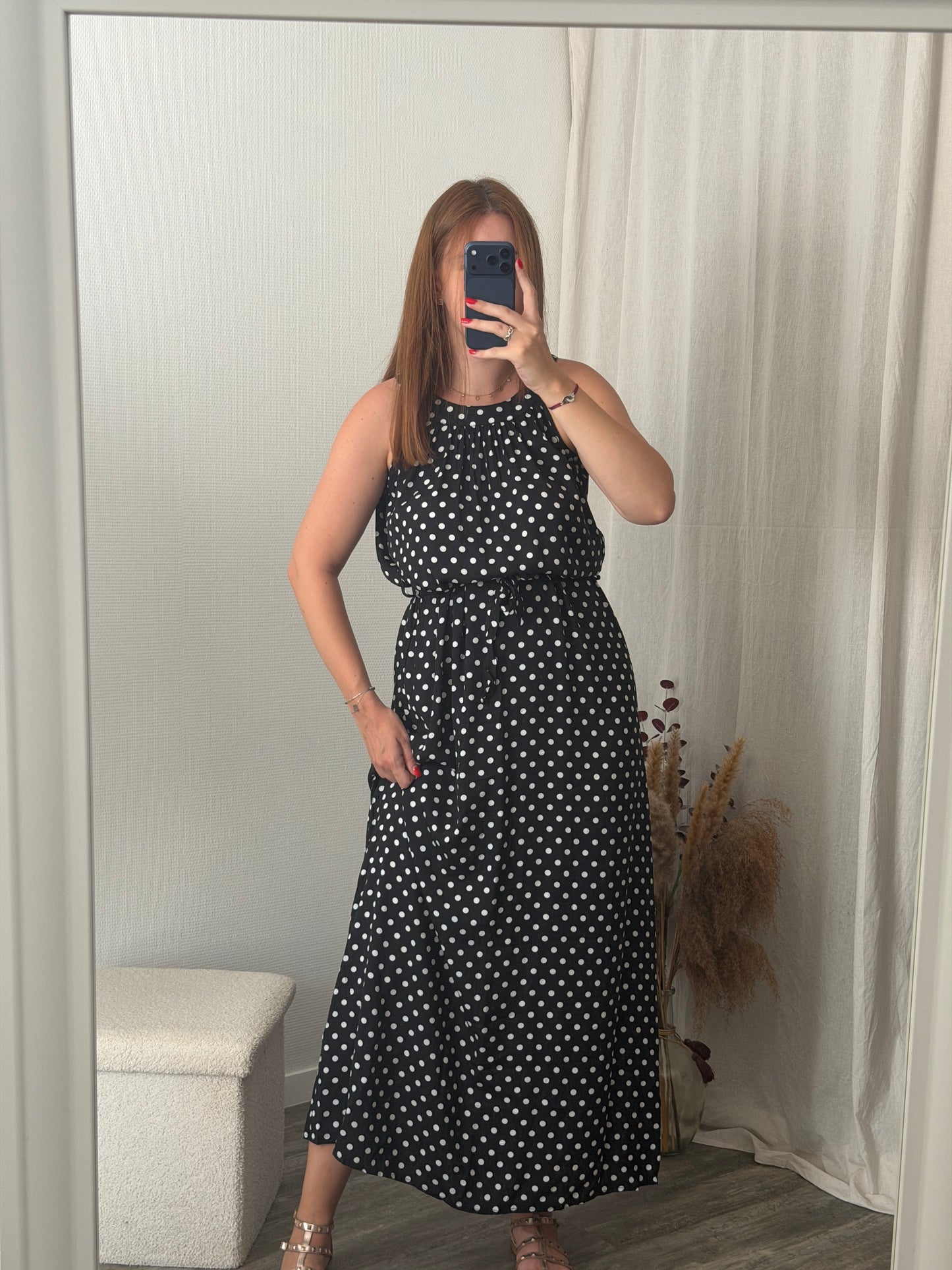 Robe longue à pois