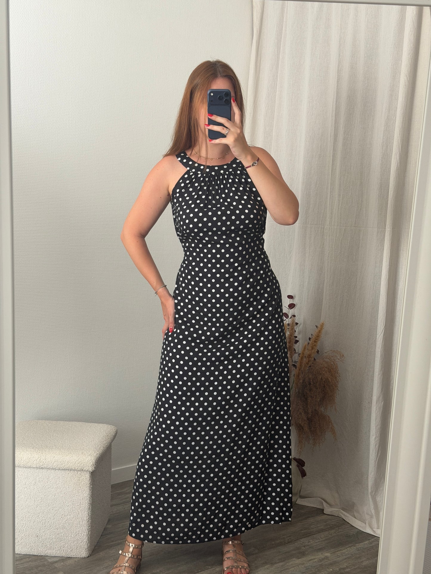 Robe longue à pois