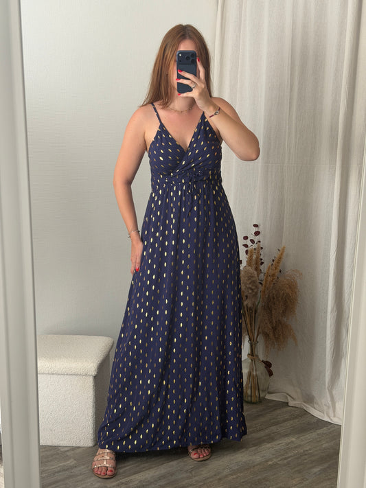 Robe longue bleu marine  à motif