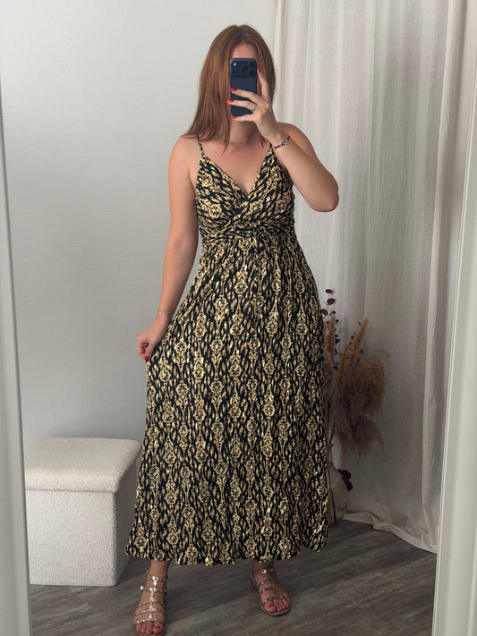 Robe longue noir et doré
