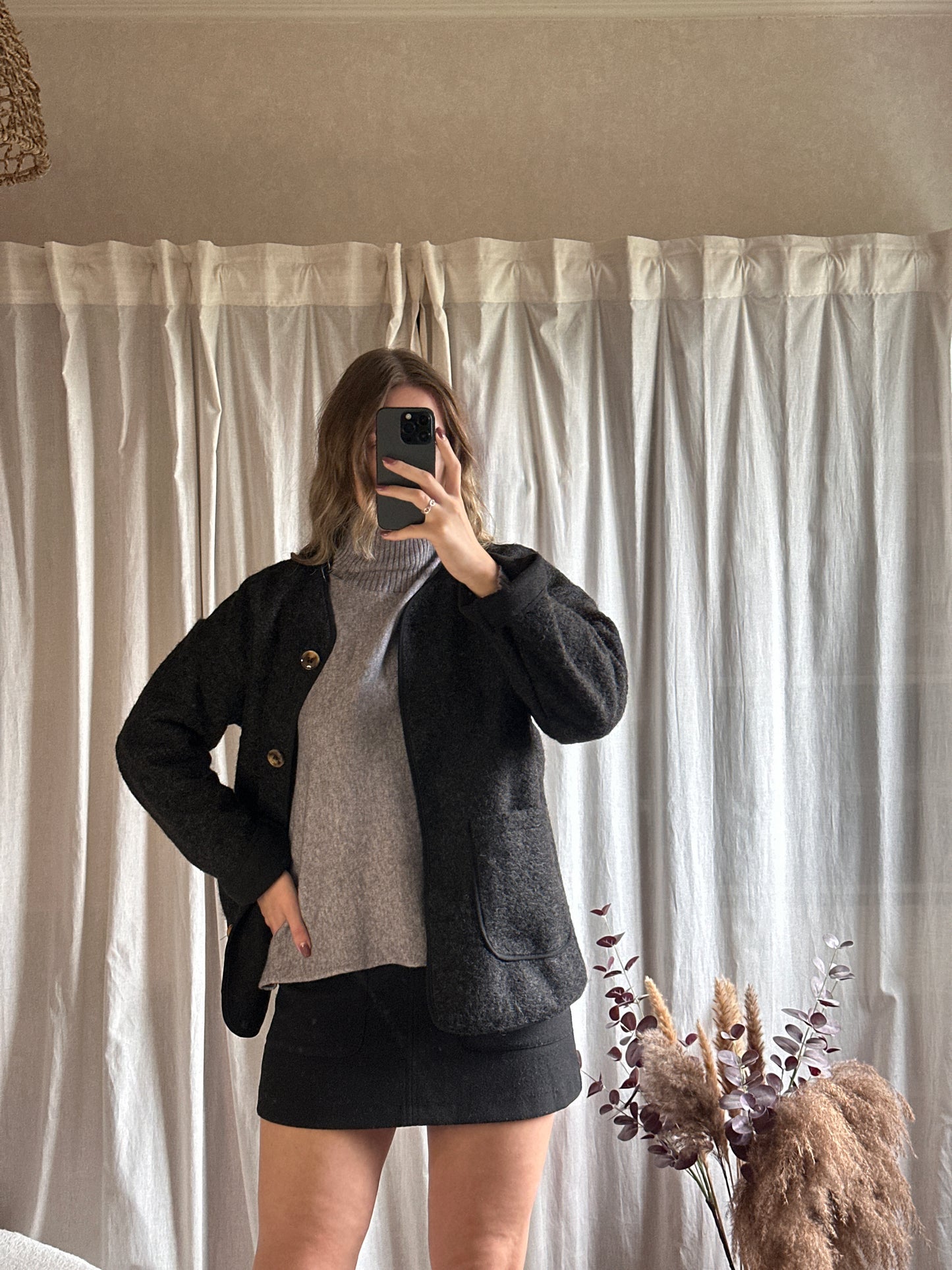 Pull col montant gris
