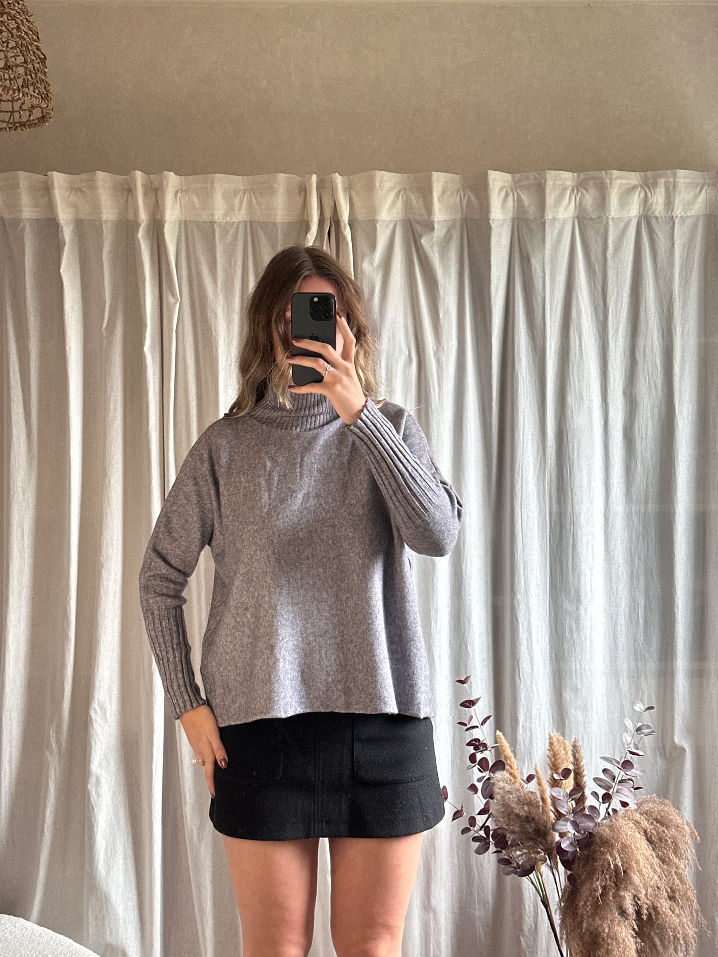 Pull col montant gris