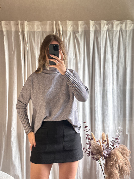 Pull col montant gris