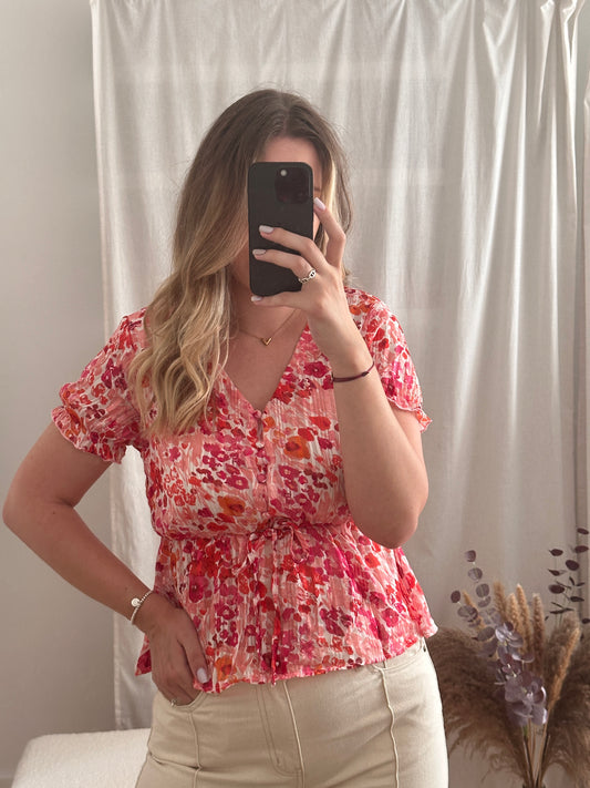 Blouse imprimée rose