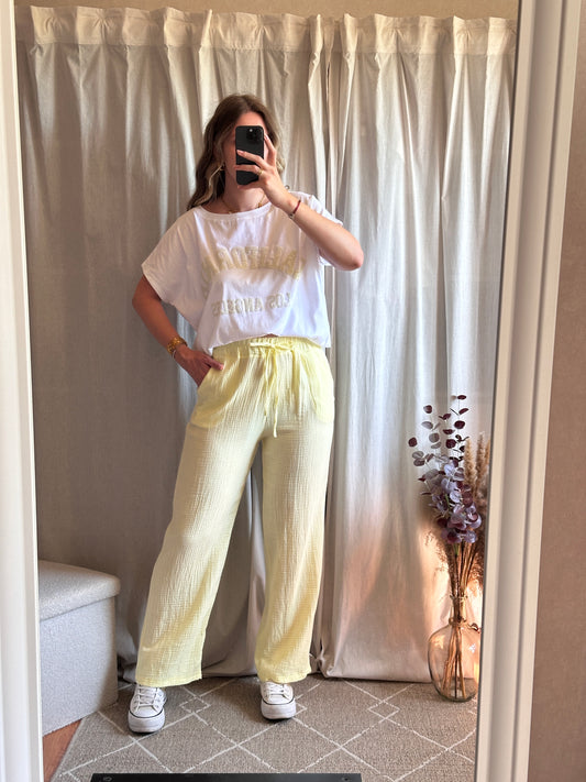 Pantalon jaune pale en gaze de coton 🇮🇹