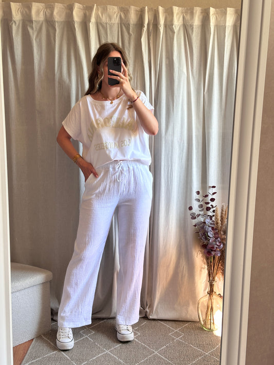 Pantalon blanc en gaze de coton 🇮🇹