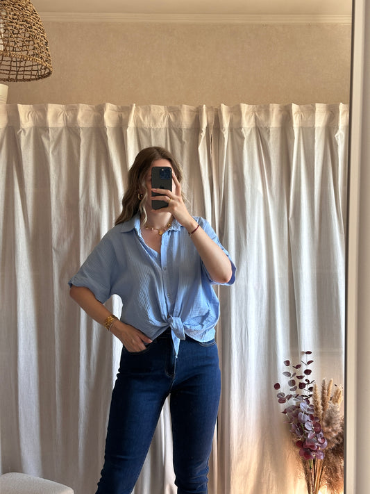 Chemise bleu ciel en gaze de coton 🇮🇹