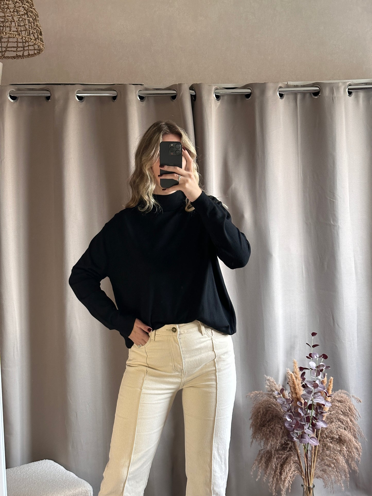 Pull col montant doux Noir