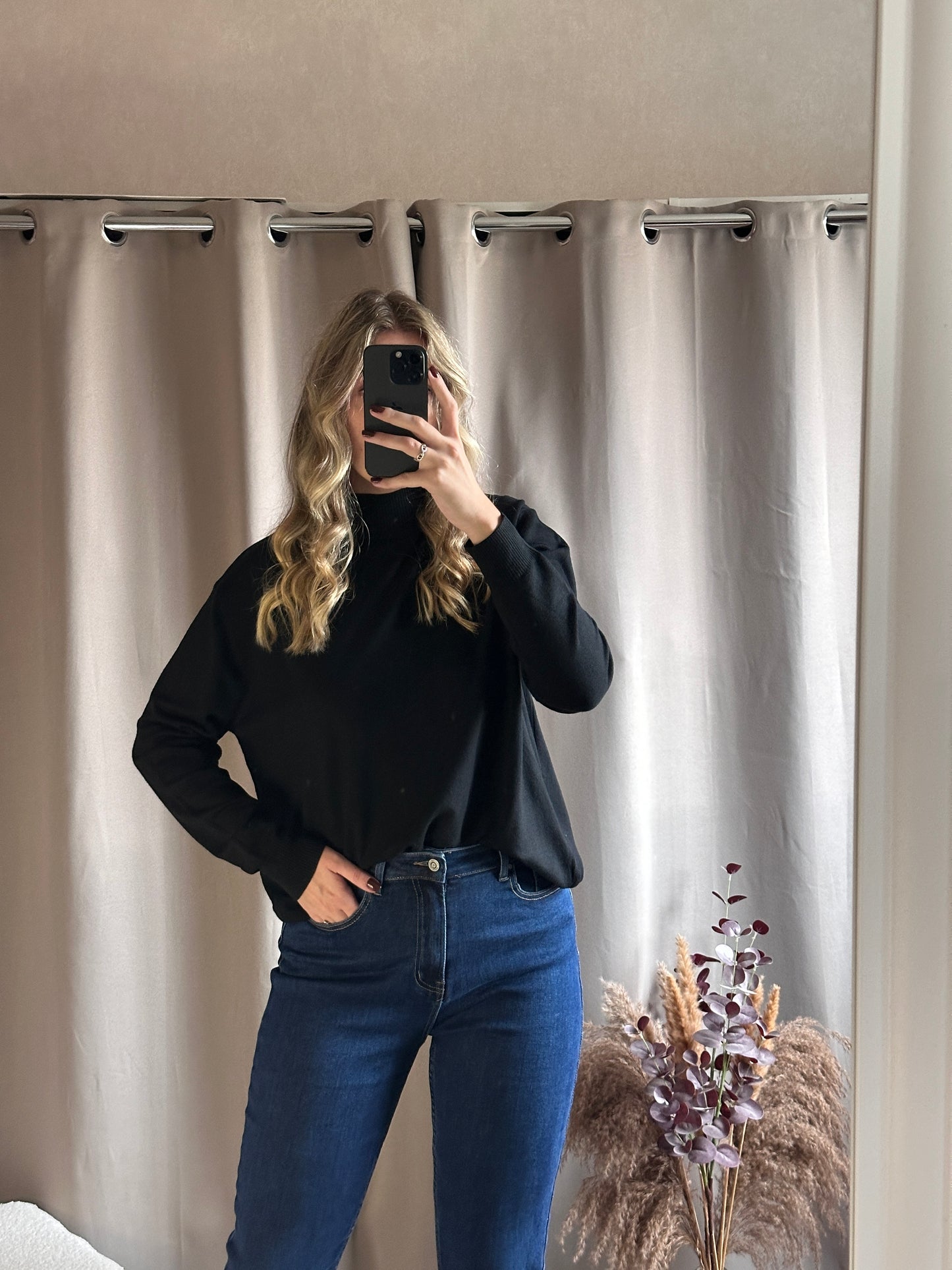 Pull col montant doux Noir